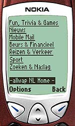 Een voorbeeld van een WAP scherm.